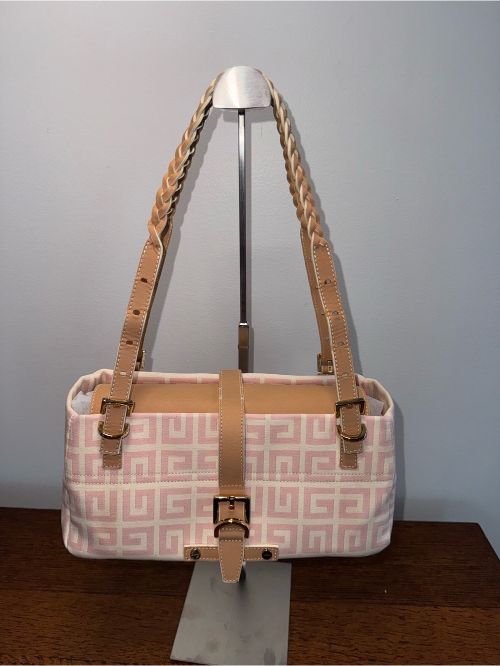 Givenchy Vintage 4G Monogram Canvas Braided Baguette Shoulder Bag w/COA - EUC